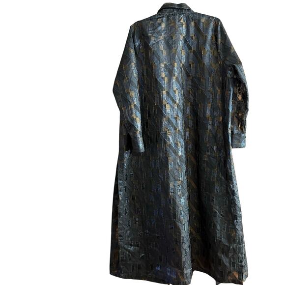 Marina Rinaldi Nero Dettato button down sheer metallic shirt dress maxi tunic L - Picture 9 of 15